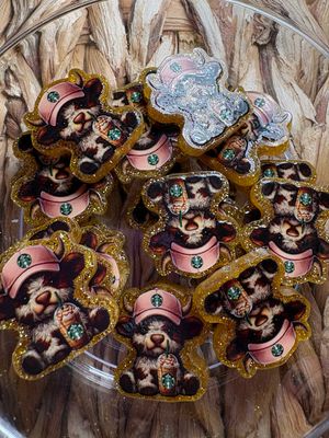 Cow with Starbies Acrylic Focal Bead