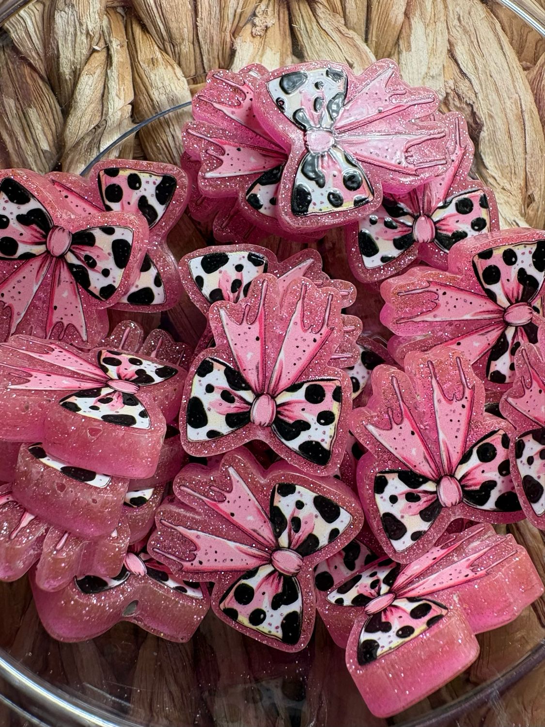 Cow Bow Acrylic Focal Bead