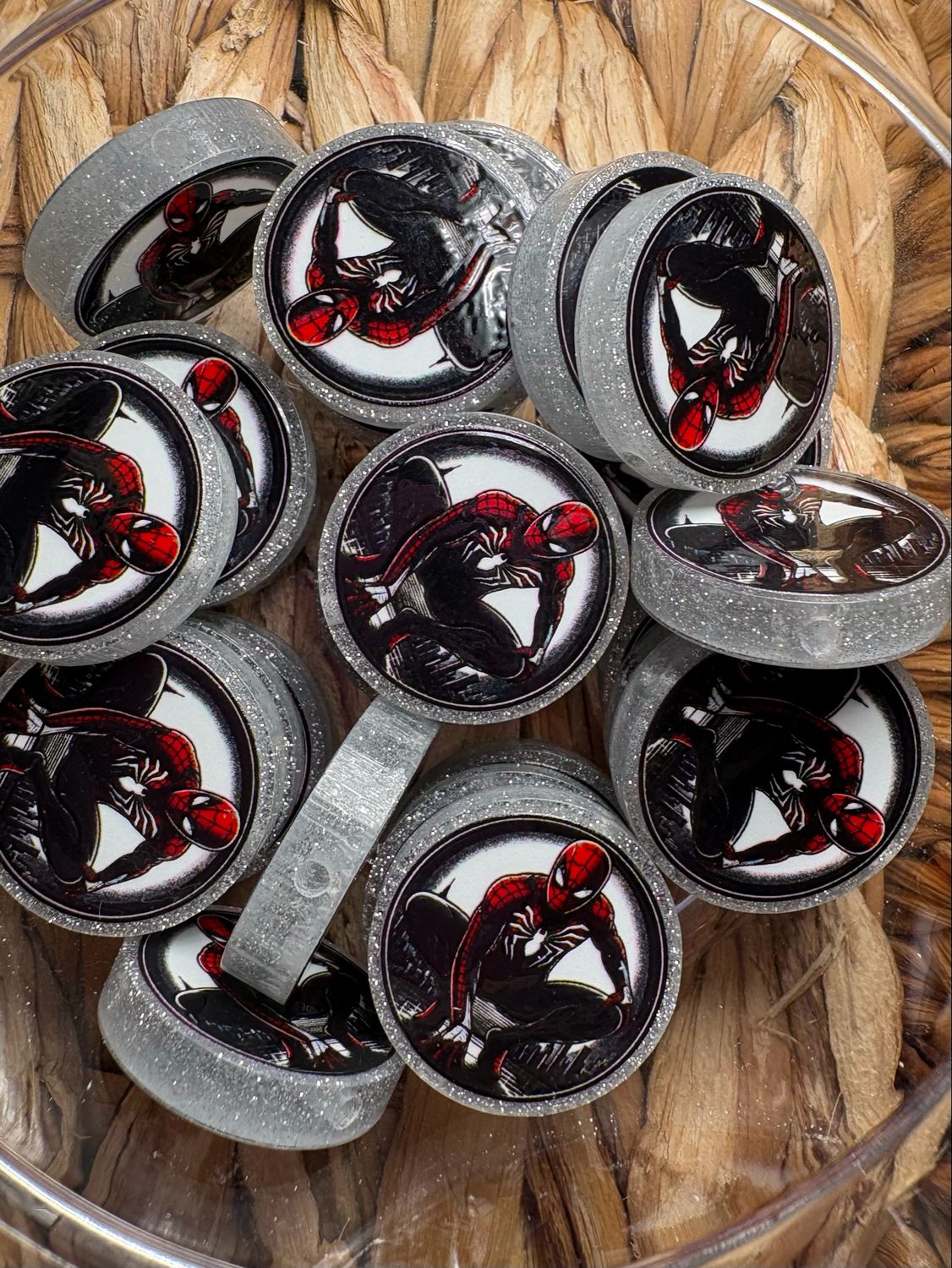 Spider Dude Circle Acrylic Focal Bead