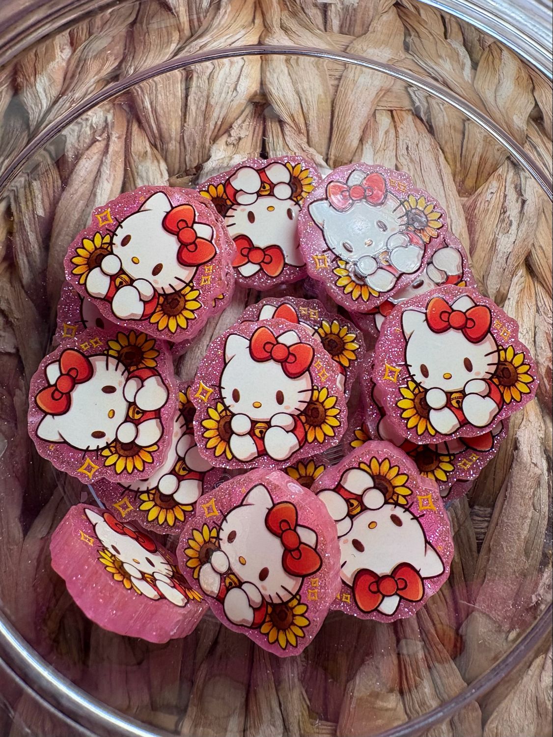 HK &amp; Sunflowers Acrylic Focal Bead