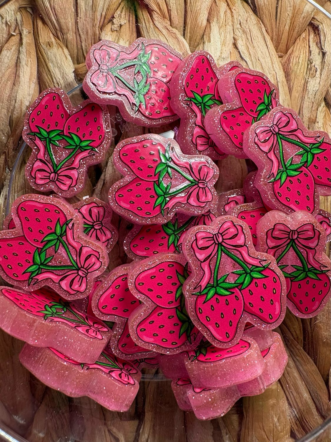 Strawberry Cherries Acrylic Focal Bead