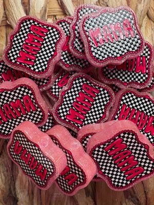 Mama Plaid Acrylic Focal Bead