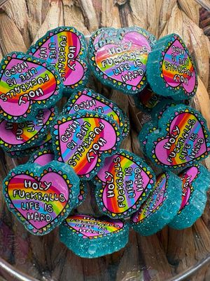 Holy Fuckballs Life Is Heart Acrylic Focal Bead