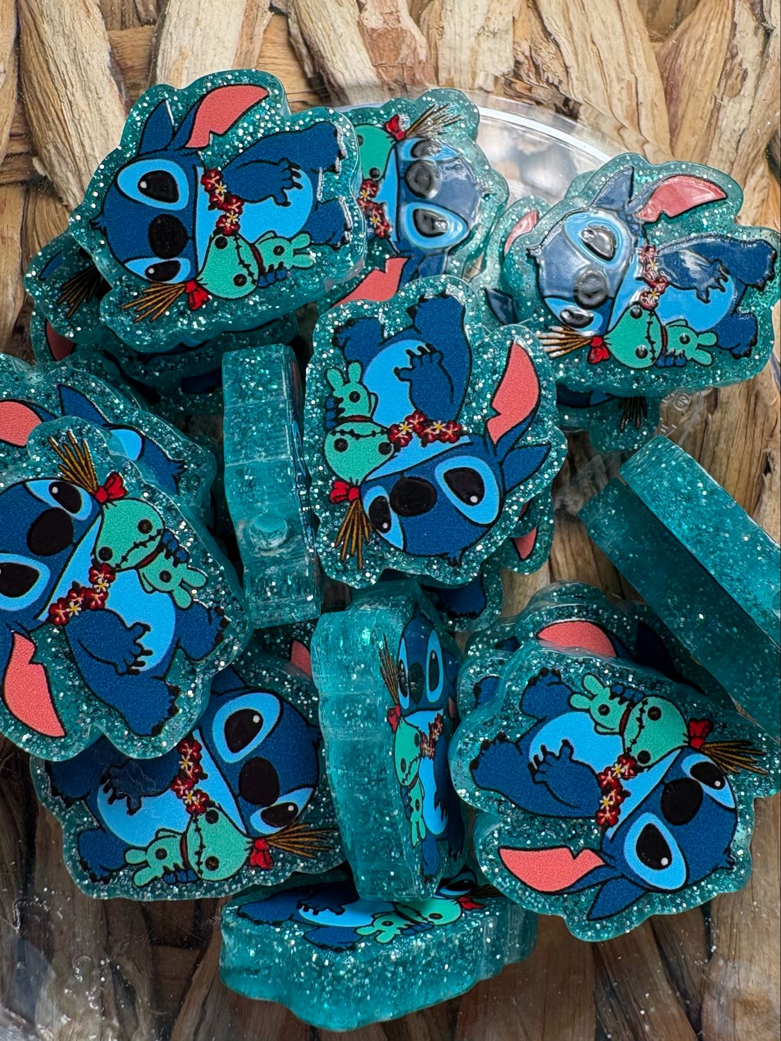 Blue Alien with Doll Acrylic Focal Bead