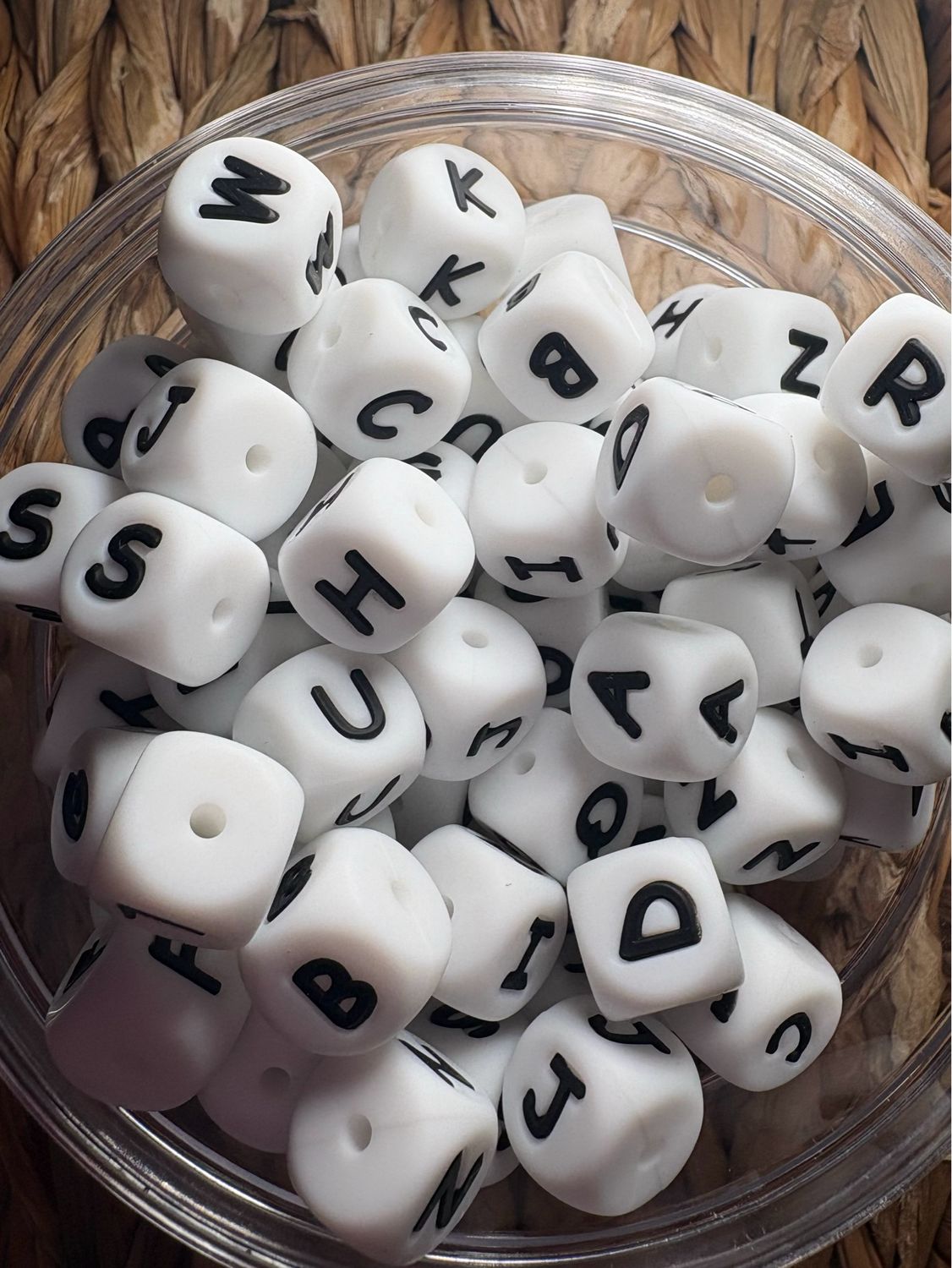 Bulk Bag White Silicone Letter Cubes-52 letters 