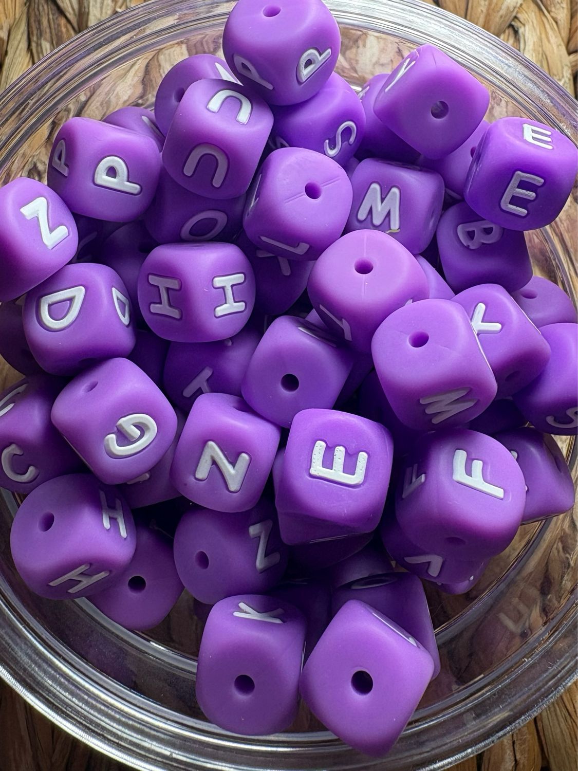 Bulk Bag Purple Silicone Letter Cubes-52 letters 