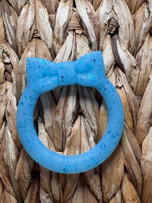 Blue Glitter Silicone Bow Ring