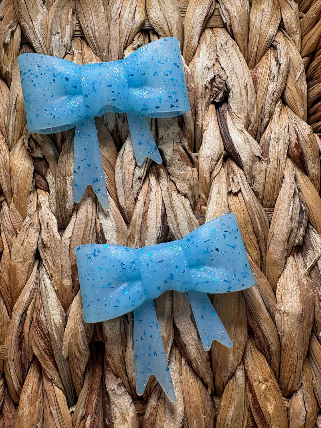 Blue Glitter Bow Focal/Straw Topper