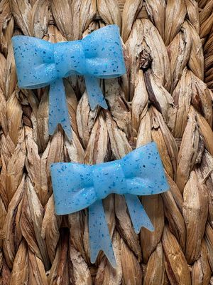 Blue Glitter Bow Straw Topper ST74