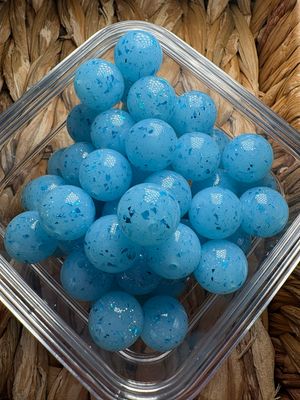 15mm Blue Glitter Liquid Silicone Bead