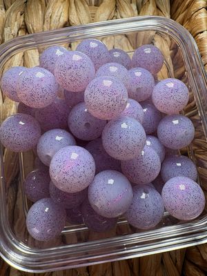 15mm Purple Glitter Liquid Silicone Bead