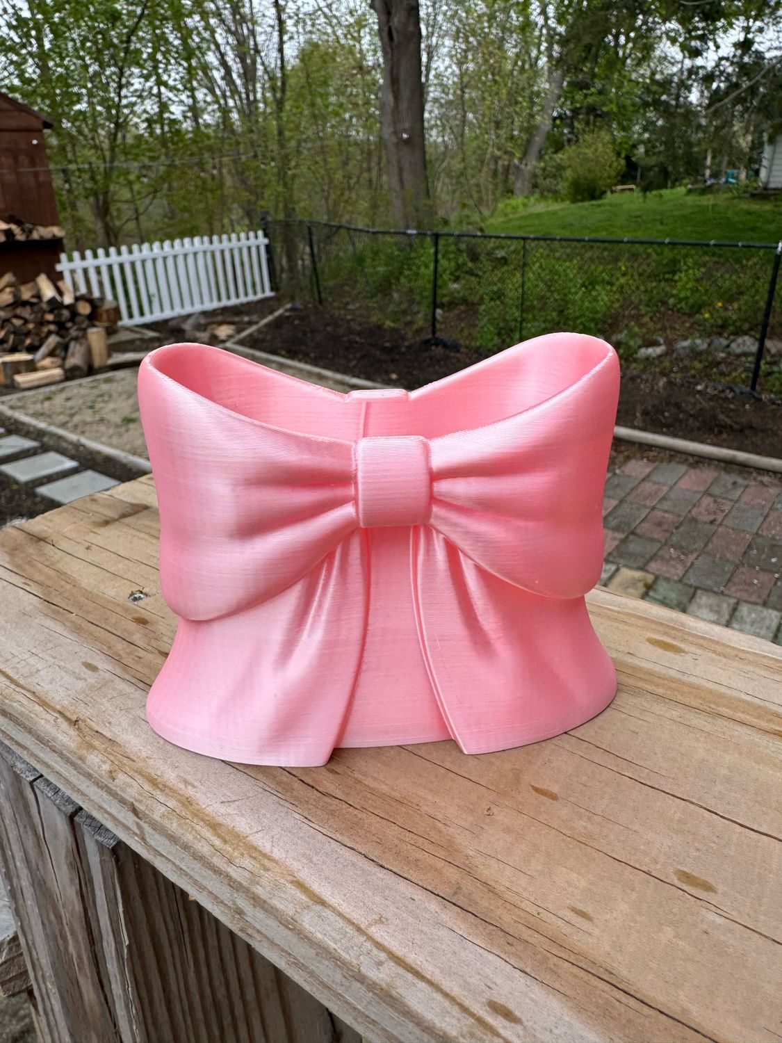 Pink Bow 3d Printed Pen Holder