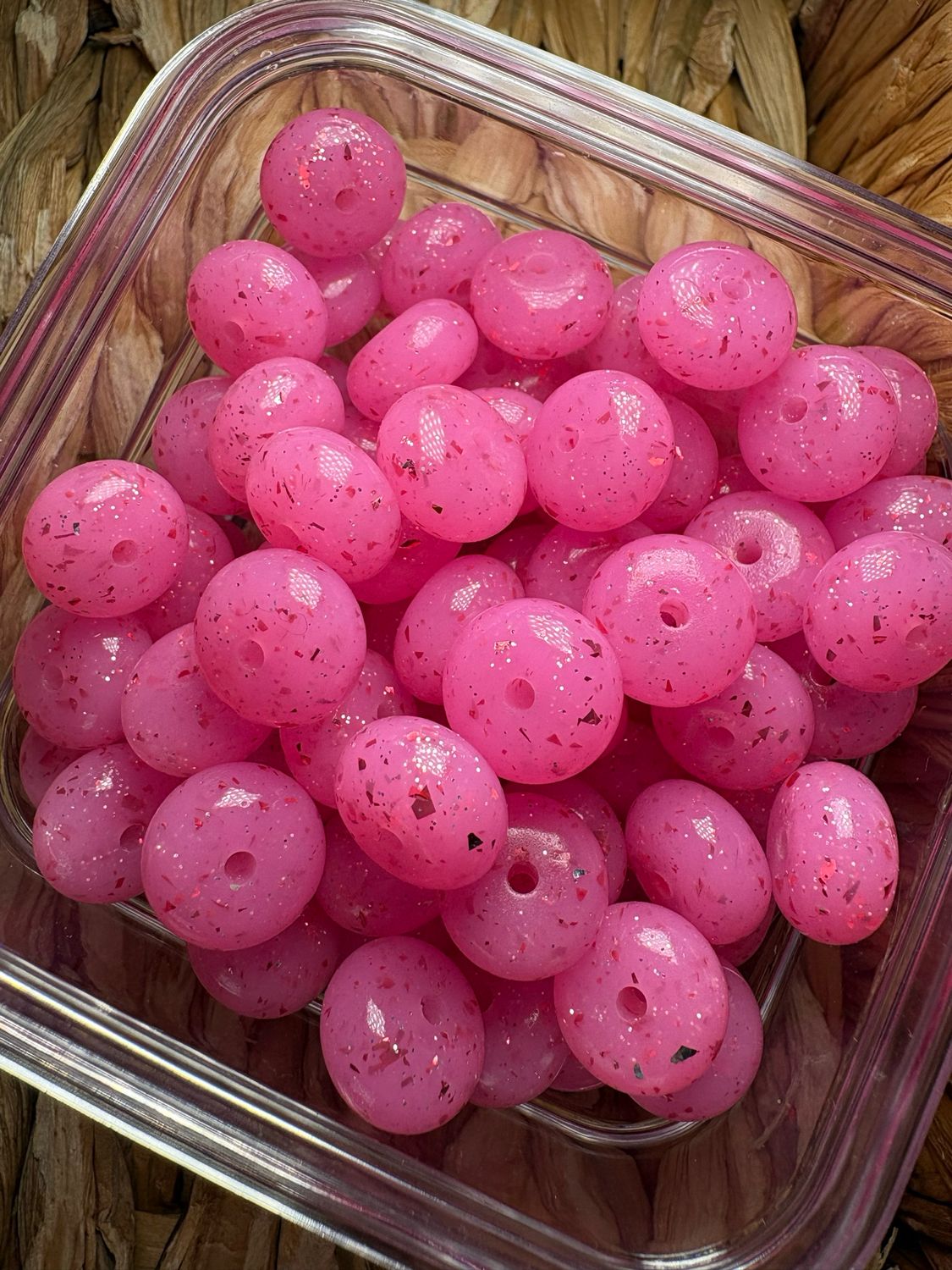 Pink Glitter Abacus Spacer