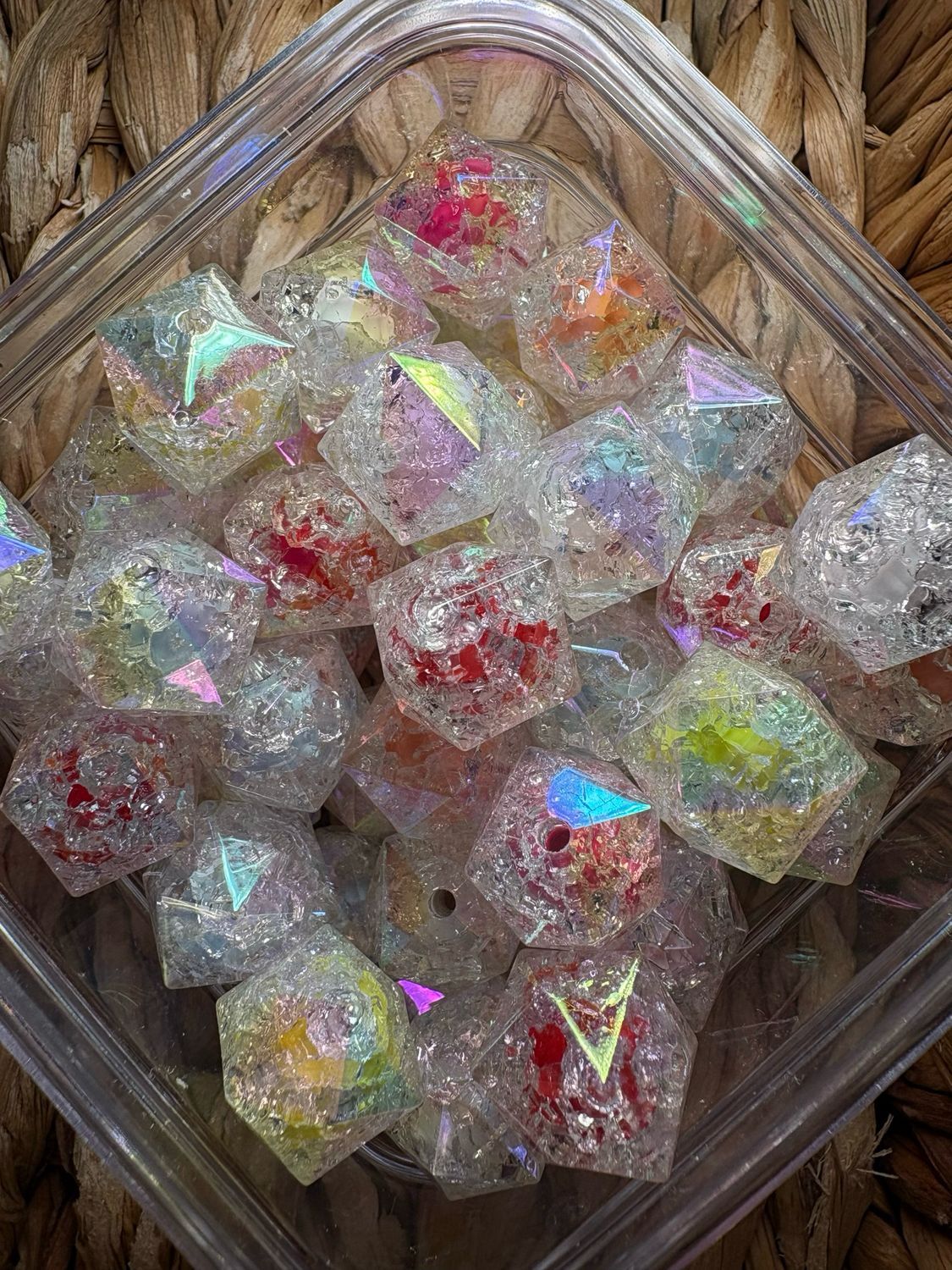 Bulk Bag- Crackle Double Layer Hexagon- 50pc- S104