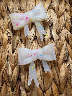 Pastel Paradise Glitter Bow Straw Topper ST30