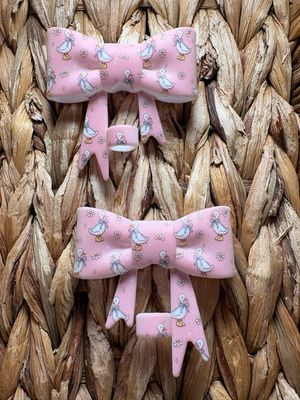 Pink Goose Bow Straw Topper ST24