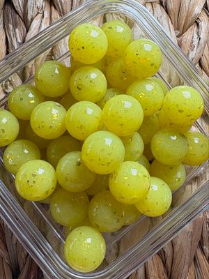 15mm Yellow Glitter Confetti Liquid Silicone Bead
