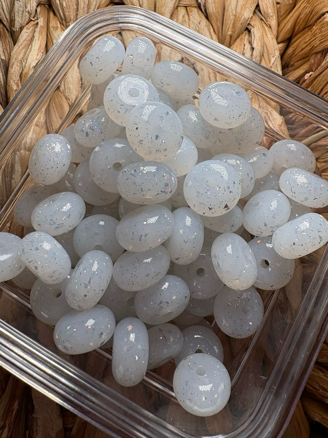Silver Glitter Silicone Abacus Spacer