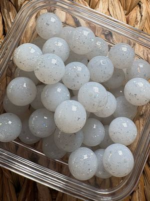 15mm Silver Glitter Liquid Silicone Bead
