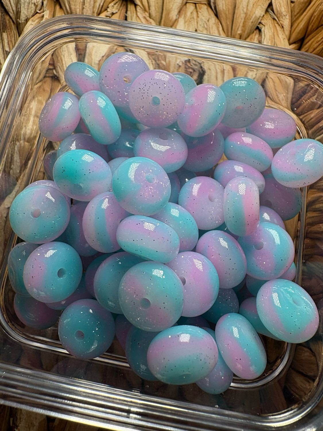 Sherbert Glitter Silicone Abacus Spacer