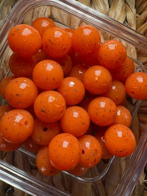 15mm Orange Glitter Confetti Liquid Silicone Bead