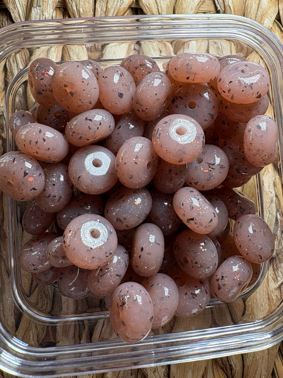 Brown Glitter Confetti Silicone Abacus Spacer