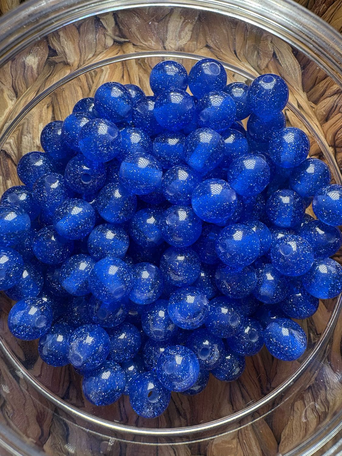 10mm Dark Blue Glitter Bead