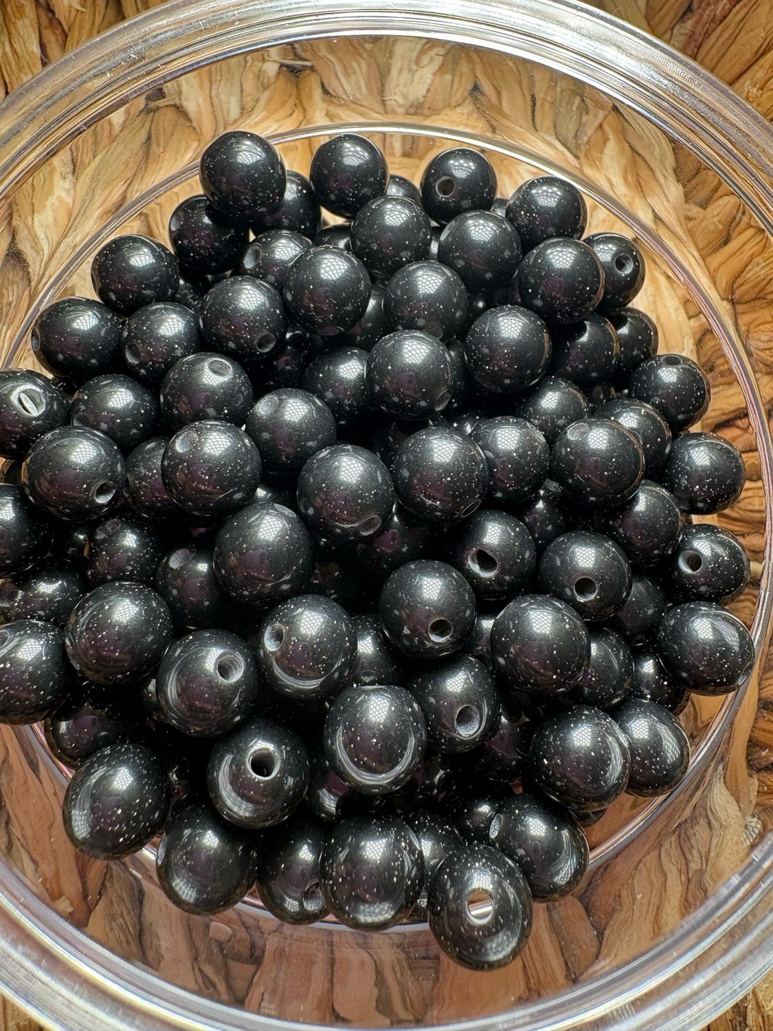 10mm Black Glitter Bead