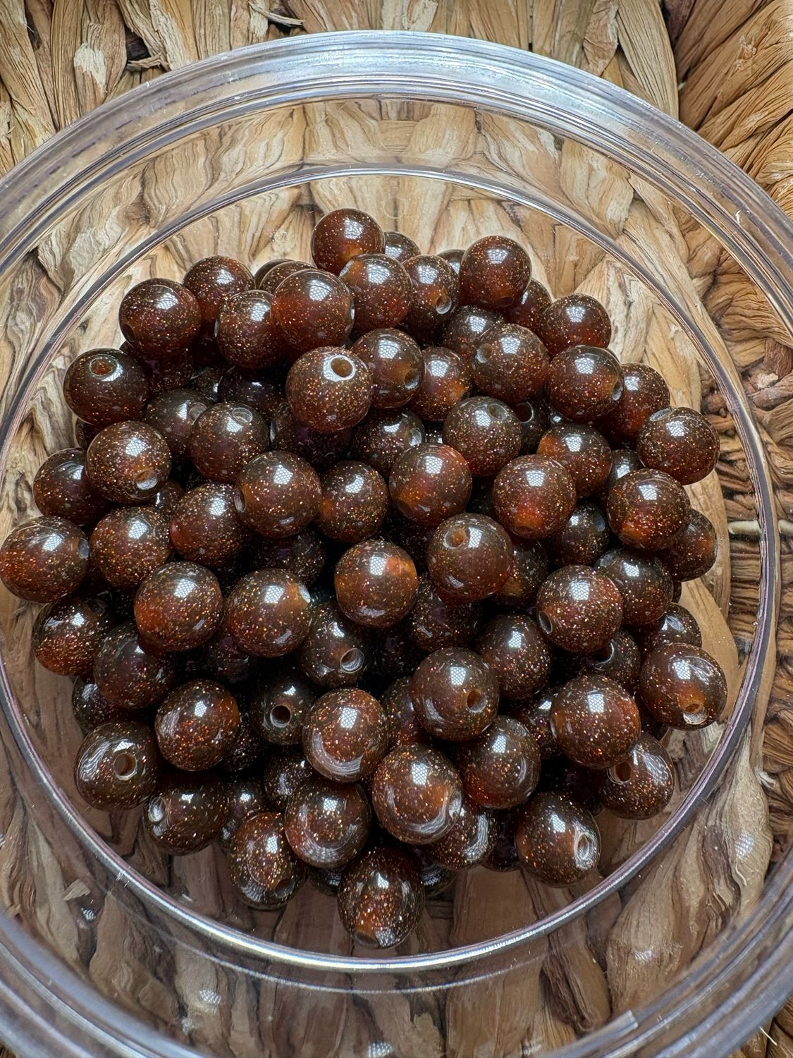 10mm Brown Glitter Bead