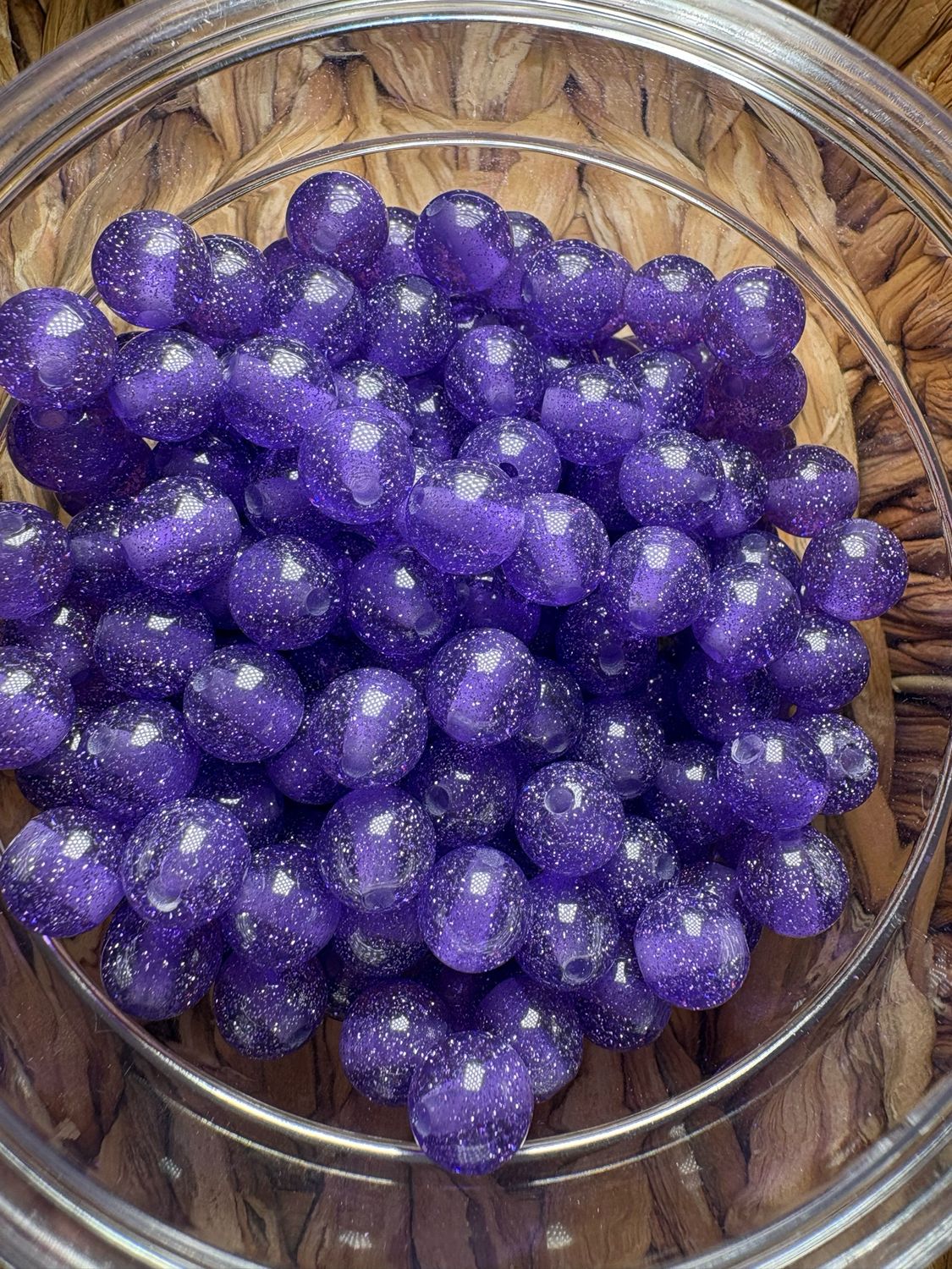 10mm Purple Glitter Bead