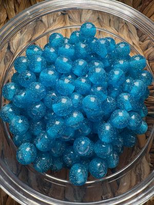 10mm Ocean Blue Glitter Bead
