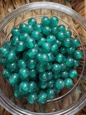 10mm Dark Green Glitter Bead