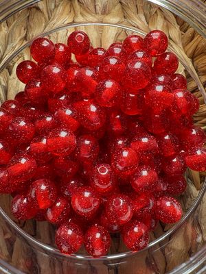 10mm Red Glitter Bead