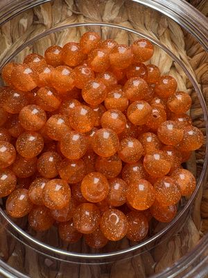 10mm Orange Glitter Bead