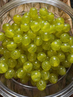 10mm Yellow Glitter Bead