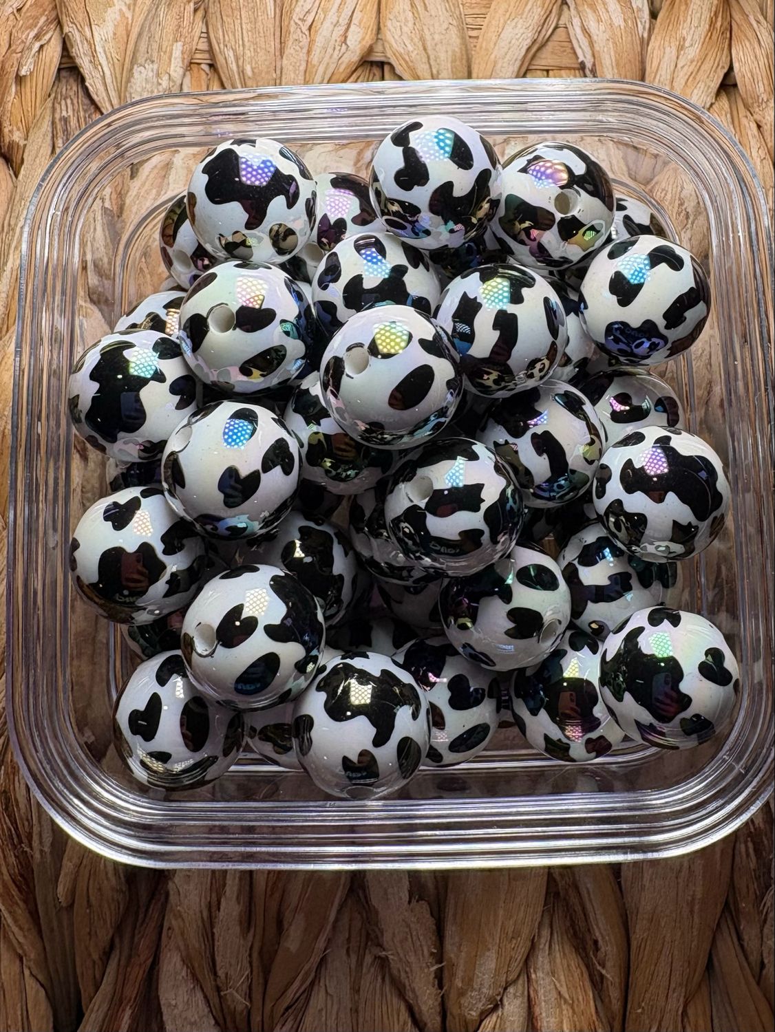 16mm Black Cow Acrylic Bead
