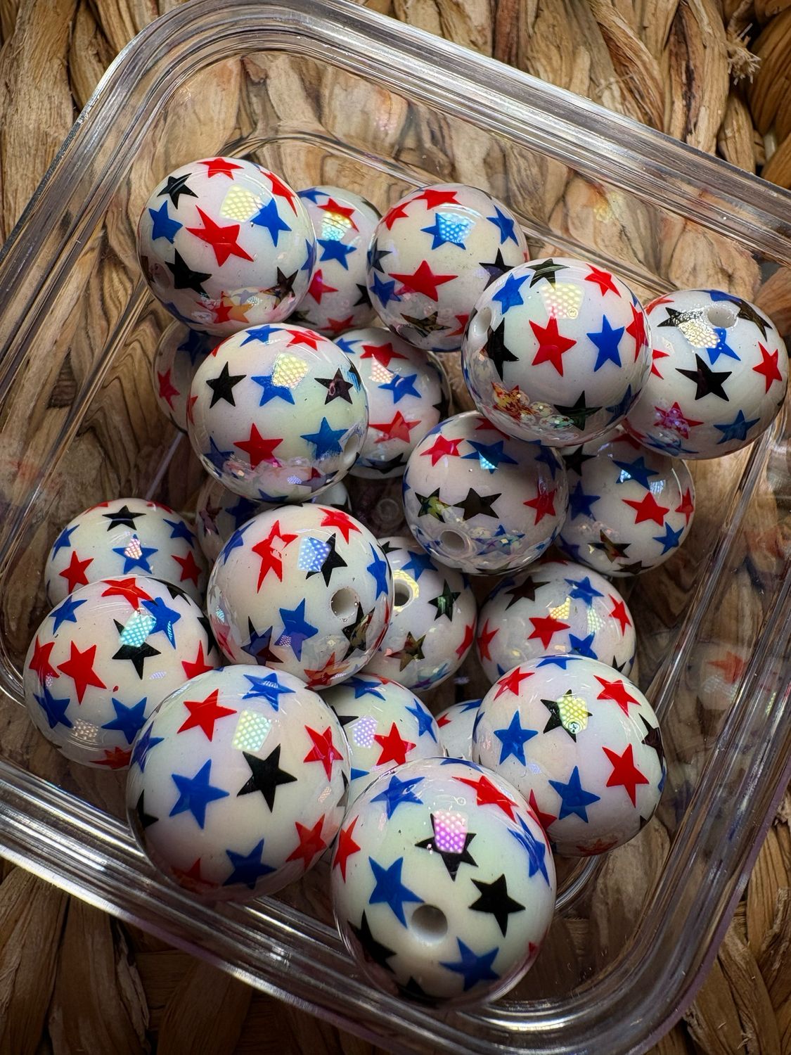 Bulk Bag-20mm Patriotic Acrylic Bead- 25pc- S303