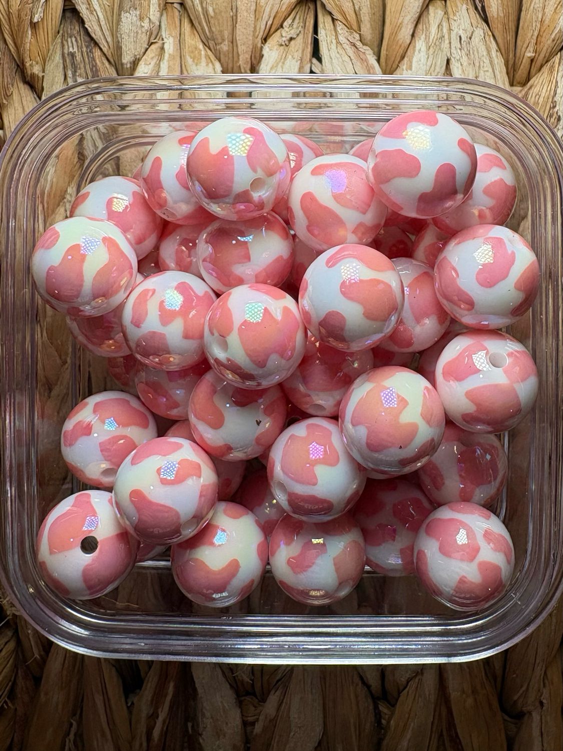 16mm Pink Cow Acrylic Bead
