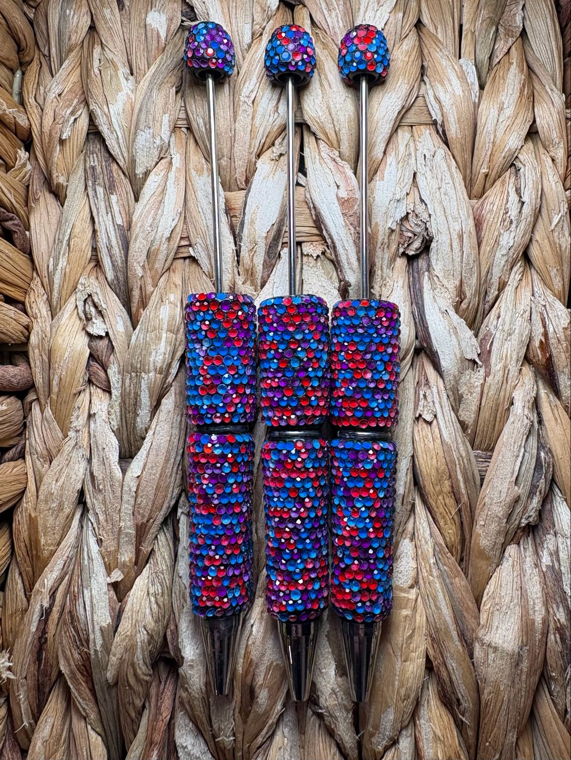 Neon Blue, Red, Purple Rhinestone Pen