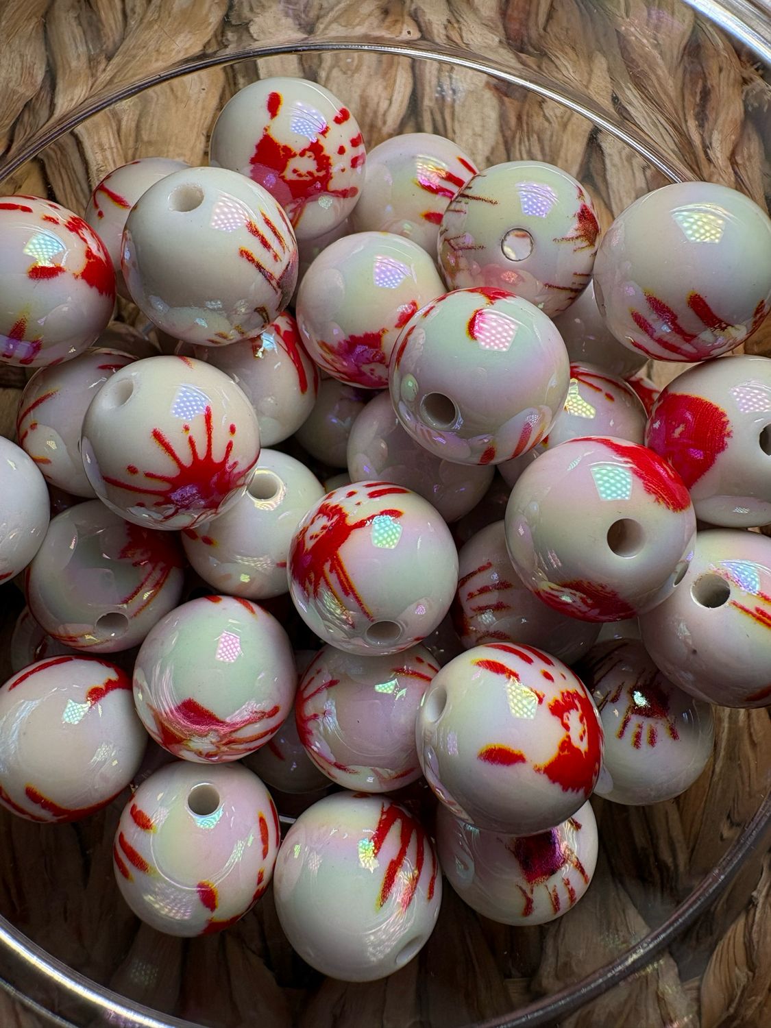 Bulk Bag-16mm Blood Splatter Acrylic- 50pc-S412