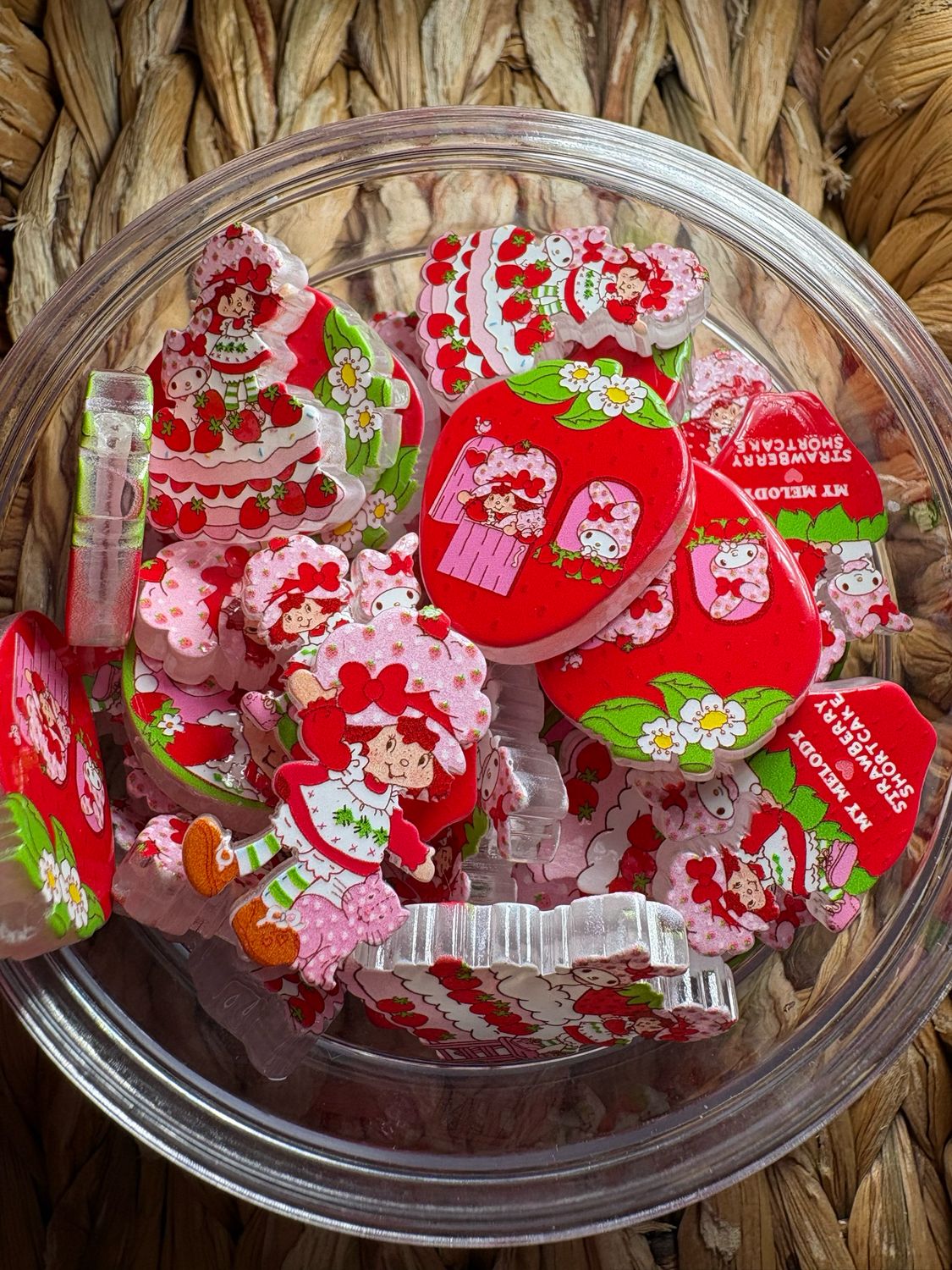 Bulk Bag-Strawberry Girl Mix Acrylic Focal- 15pc-F10