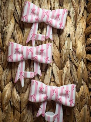 Pink Bow Straw Topper ST27