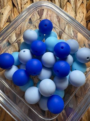 Bulk Bag- Silicone 45pc- Blue Mix 15mm M104