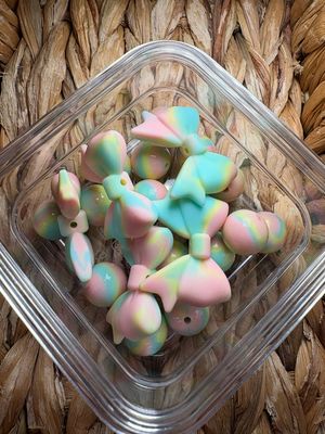 Bulk Bag Silicone- 5 Bow &amp; 15 Beads Cotton Candy M108