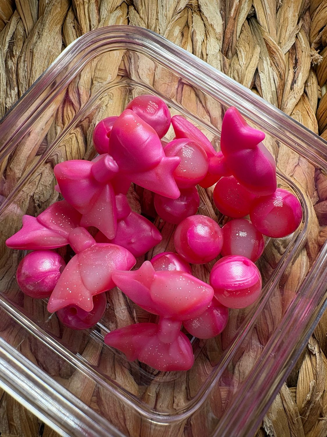 Bulk Bag Silicone- 5 Bow &amp; 15 Beads Pink Paradise M109