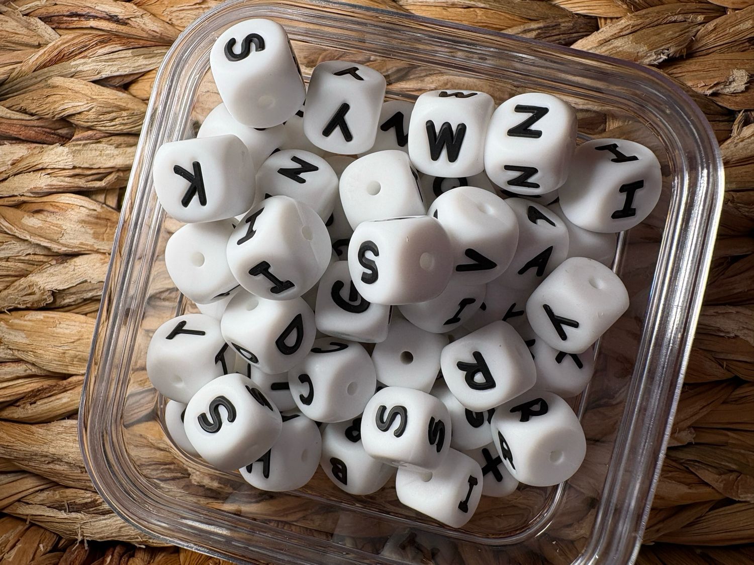 Bulk Bag Silicone Letters- 4 of Each Letter- White &amp; Black