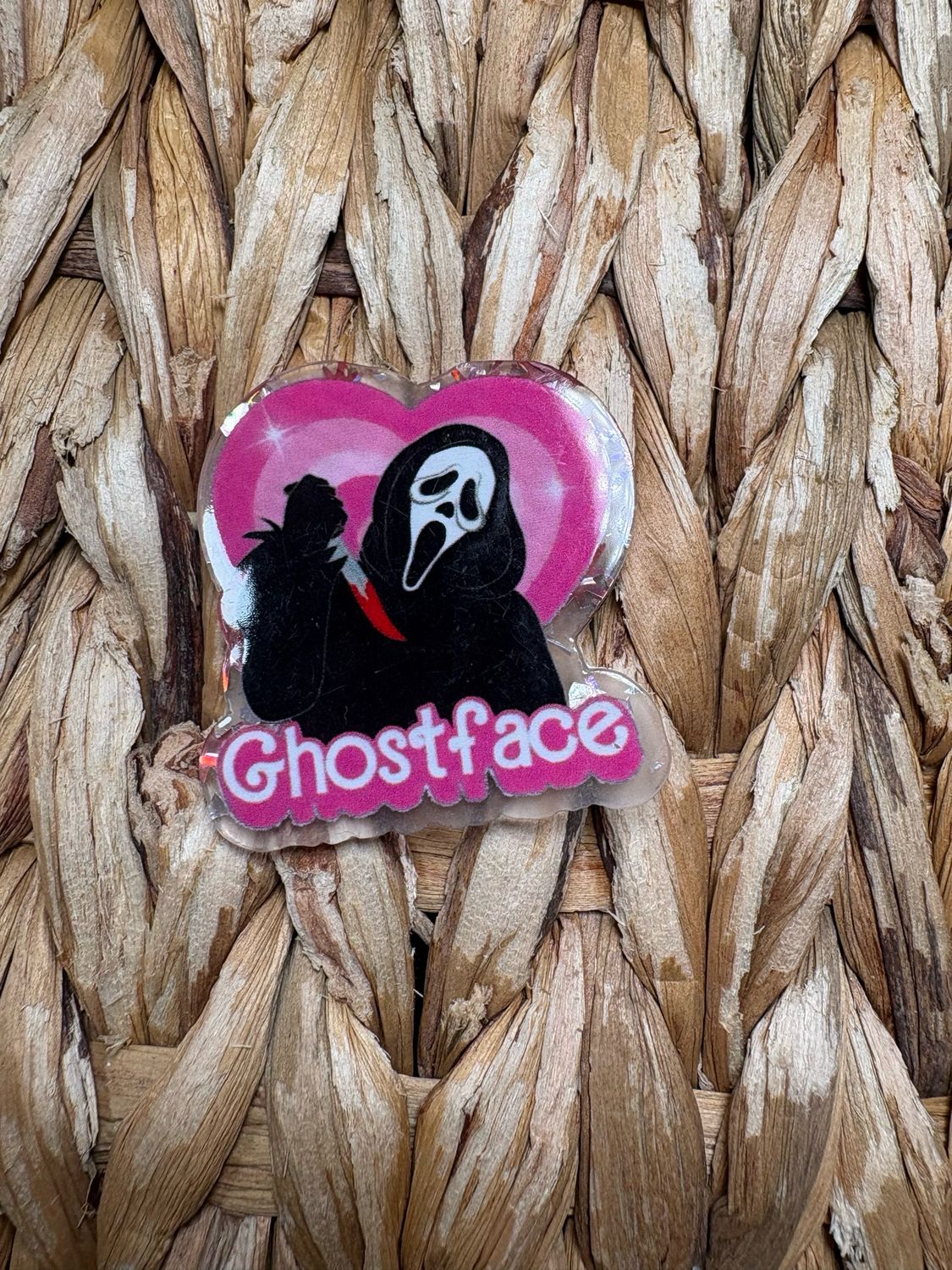 Ghost Face Heart Acrylic Flatback