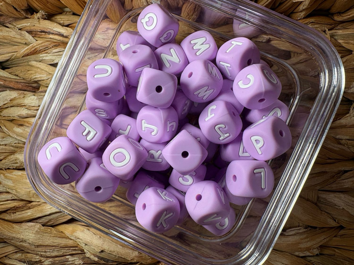 Bulk Bag Silicone Letters- 4 of Each Letter- Light Purple