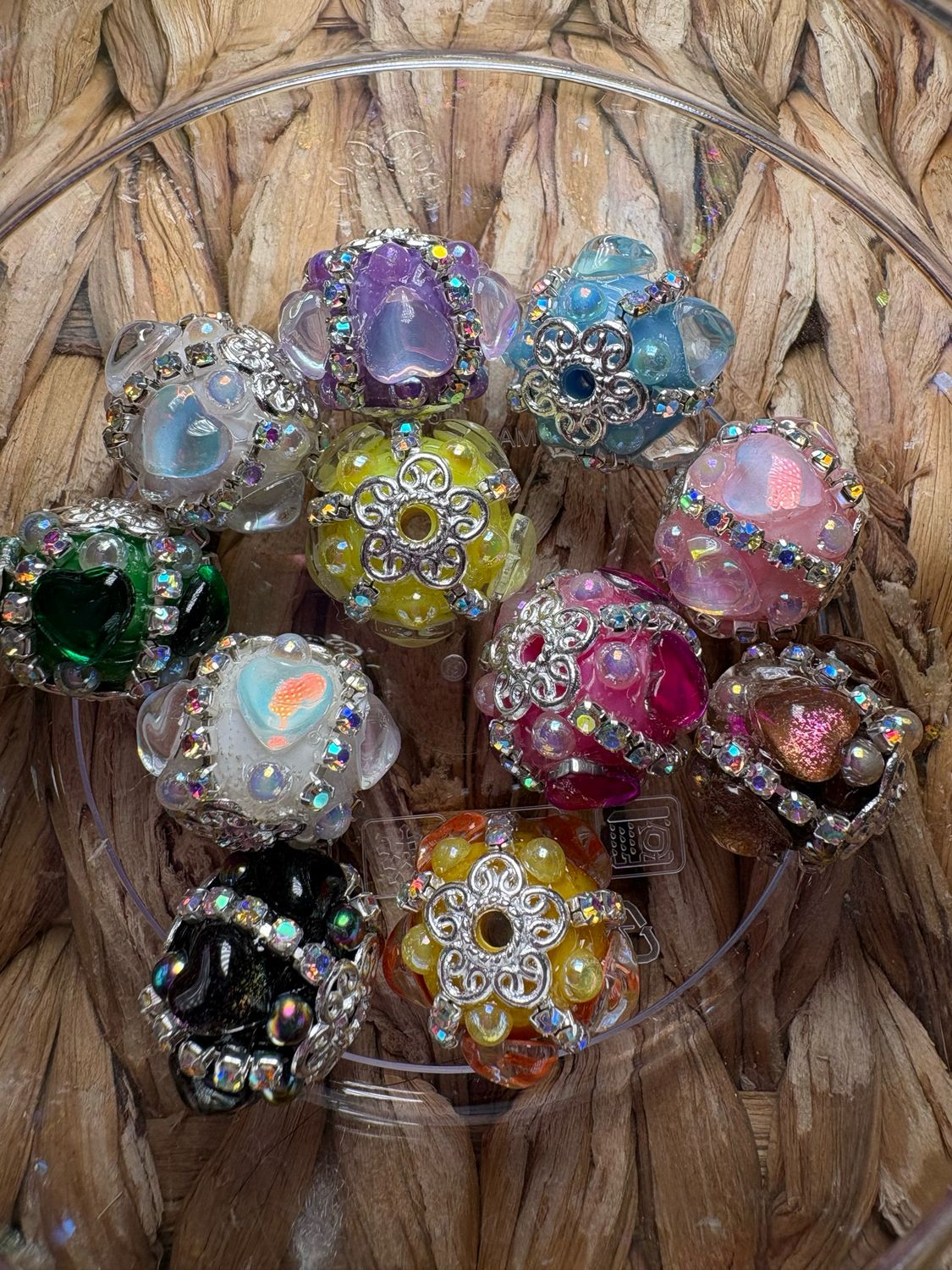 Bulk Bag-10pc-Rhinestone Heart-S507