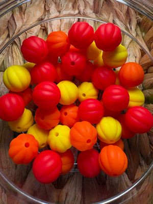 Bulk Bag-Res,Orange,Yellow Silicone Pumpkin-45pc-M113